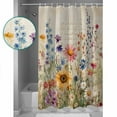 thumbnail image 3 of Shower Curtains Sets for Bathroom Decor Colorful Flower Leaves on Retro LetterWaterproof Bathroom Curtain with Hooks,Watercolor Floralfor Bathroom Decor,36x72IN, 3 of 7