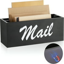 LAMIRO Magnetic Mail Organizer for Fridge File Holder with 2 Slots Magnetic Mail Box for Wall Desk Countertop Basket Letter Holder for Home(Black)