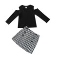 thumbnail image 1 of SUNSIOM Cold-shoulder Long Sleeve Pullover + Houndstooth Print Skirt, 1 of 9