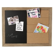 DesignOvation Beatrice Combination Magnetic Chalkboard and Burlap Pockets Wall Organization Board