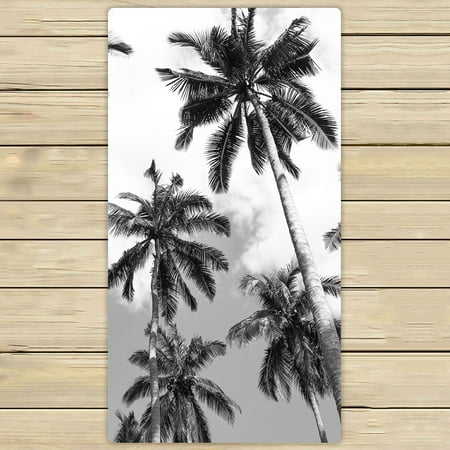Palm Tree Towels PHFZK Sky Coconut Palm Tree Black and White Hand Towel Bath Bathroom Shower Towels Beach Towel 30x56 inches ()