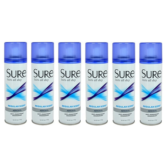 Aérosol Parfum Régulier Anti-Transpirant et Déodorant par Sure pour Unisexe - 6 oz de Spray Déodorant - Pack de 6