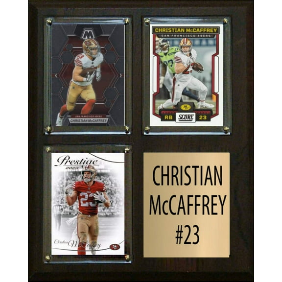 Christian McCaffrey 3 Card Plaque Donruss Fleer Topps 2023 2024