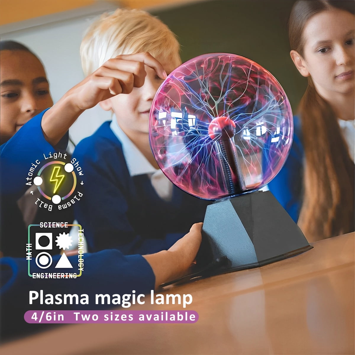 Sutowe Plasma Ball Light 46inch Glass Plasma Ball Lamp Voice Control 