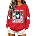 thumbnail image 5 of Spooky Season Sweatshirt Womens Ghost Graphic Pullover Crew Neck Long Sleeve Loose Fit Casual Fall Tops Ribbed Cuffs and Hem Cute Halloween Long Sleeve Sweatshirt, 5 of 7