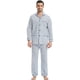 thumbnail image 4 of GLOBAL Conjuntos de Pijamas de Algodón para Hombre, Ropa de Dormir de Manga Larga con Botones, Ropa de Dormir Cómoda, Conjunto de Pijama Suave con Rayas Blancas M, 4 of 6