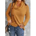 thumbnail image 1 of Women's Mustard Buttoned Wrap Turtleneck Sweater, 1 of 27