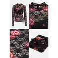 thumbnail image 6 of MINTREUS Lace Top with Long Sleeves Stand Collar Embroidered Floral Design Ideal for Parties and Clubs xs-xxl, 6 of 7