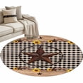 thumbnail image 2 of 4ft Round Rug, Texas Star Non-Skid Rubber Backing Large Area Rugs - Living Room Bedroom Home Office, Farmhouse Country Sunflower Black Plaid Indoor Floor Mat Carpets Washable Rug, 2 of 9