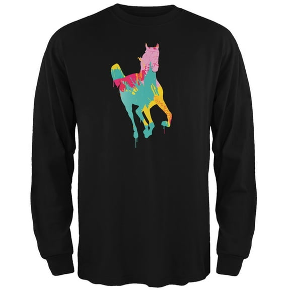 Splatter Horse Black Adult Long Sleeve T-Shirt - Medium