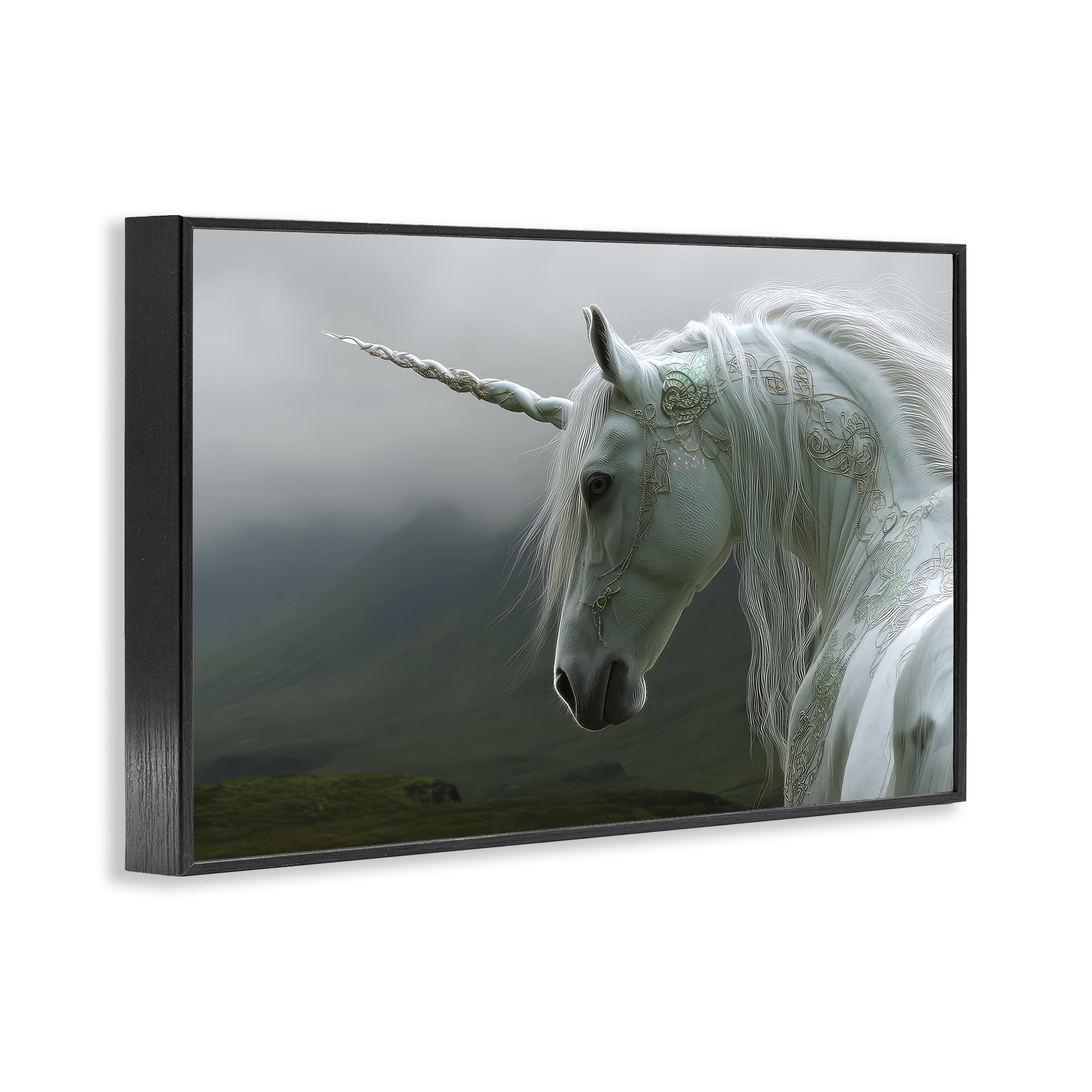 Stupell Industries Dreamy Celtic Unicorn Black Framed Giclee Art, design by The Wands Want