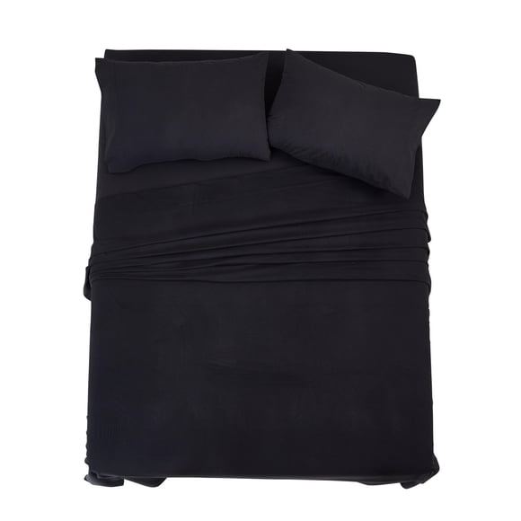 Home Beyond & HB design - Thermal Solid Bed Sheets Set Queen Size - 4-Piece Flannel Fleece Bedding Sheet Set with Deep Pocket - Super Soft C