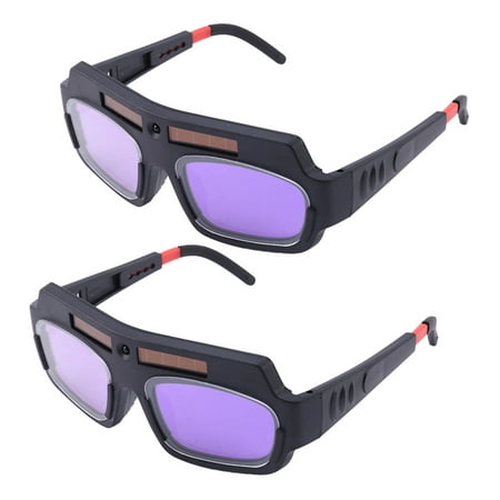 

2pc Solar Powered Auto Darkening Welding Mask Helmet Goggles Welder Glasses Arc Anti-shock Lens For Eye Protection