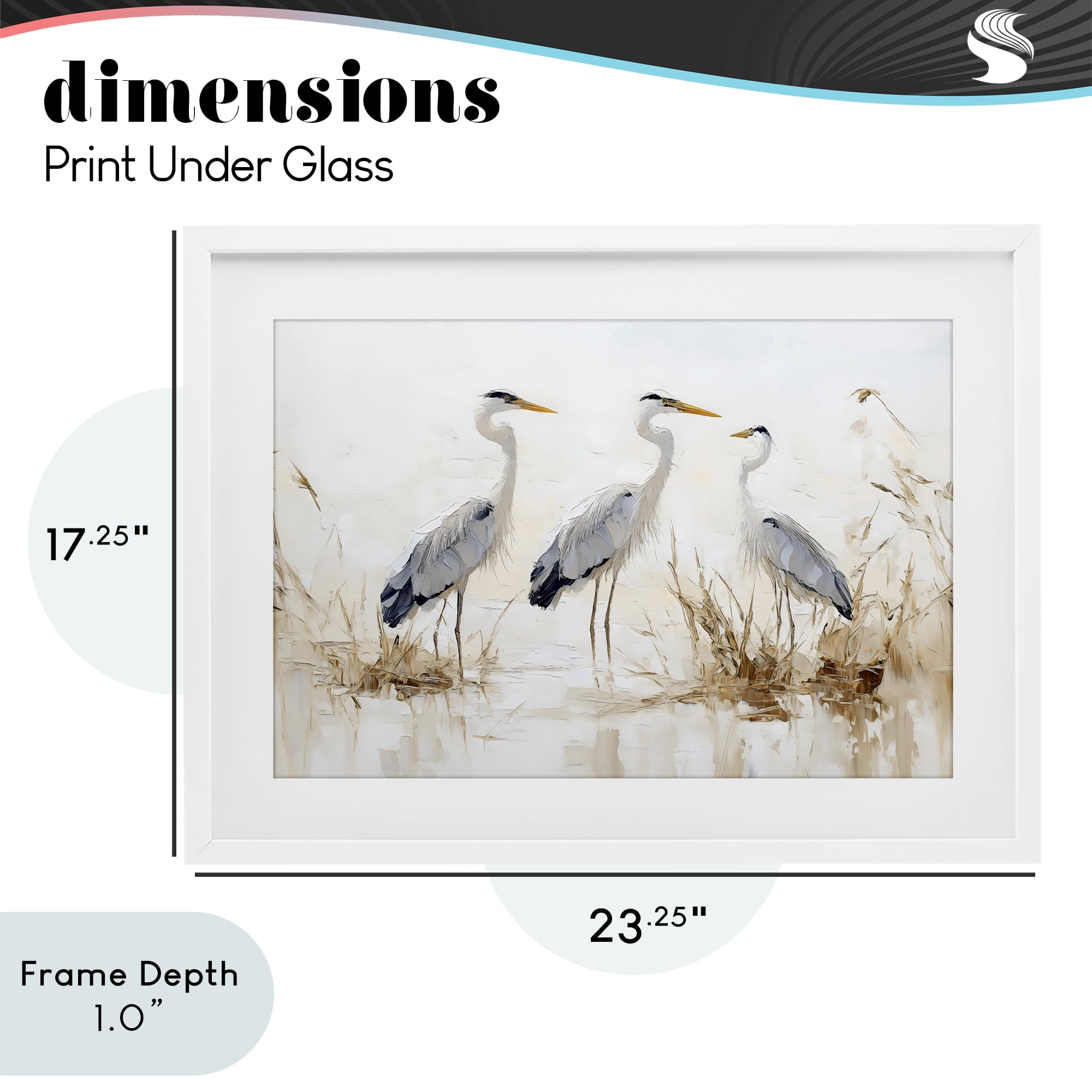 Stupell Industries Neutral Blue Herons in Reeds White Framed Print Under Glass, design by LSR Design Studio