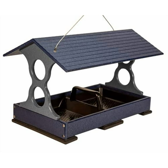 JCs Wildlife Large Fly Thru Bird Feeder (Blue and Gray, Feeder Only)