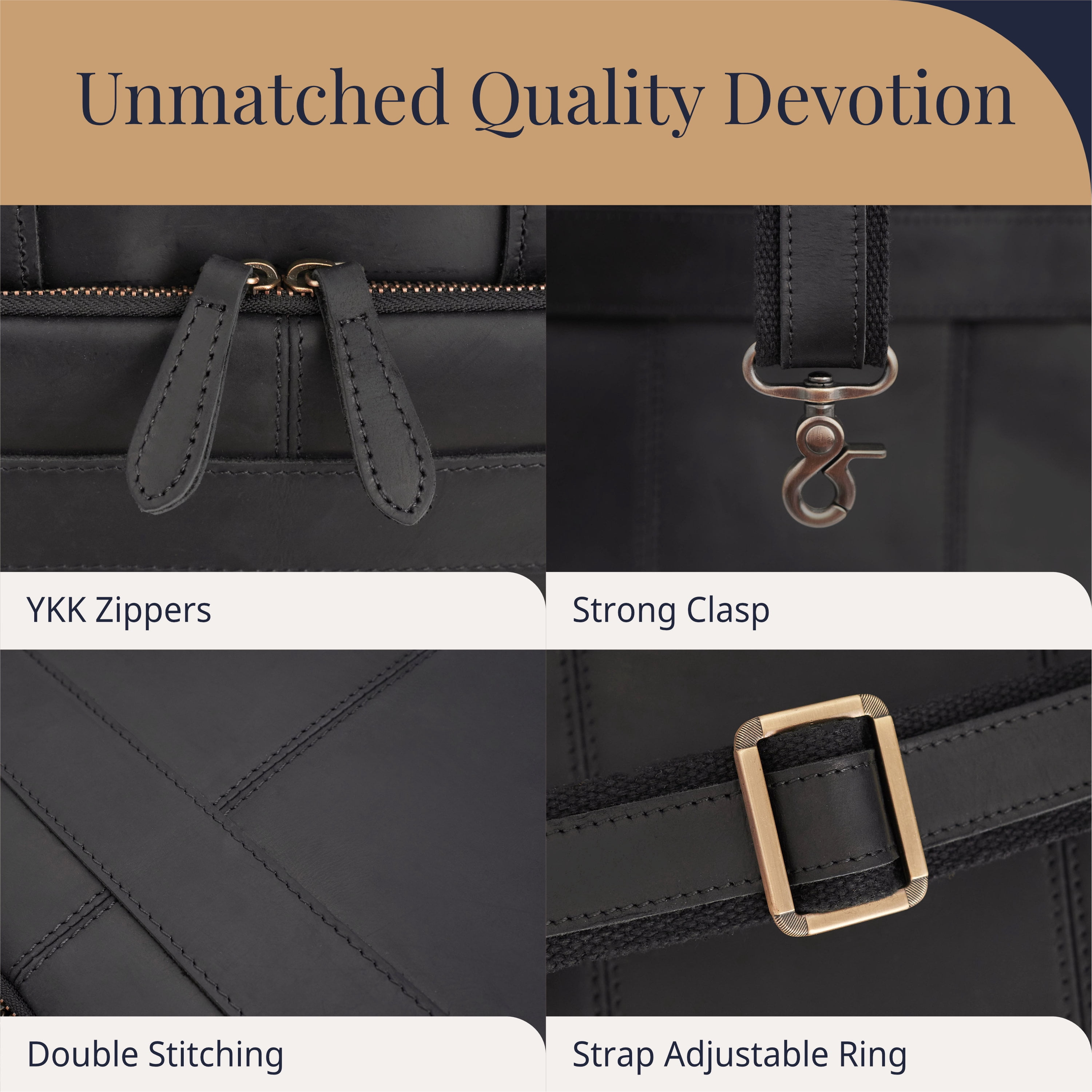 Full-Grain Leather Laptop Briefcase For Men, Leather Bag, Leather Computer Bag For Men - Black