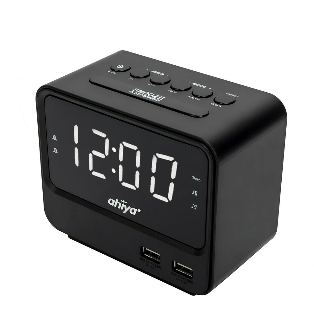 ahiya Alarm Clock FM Radio LED HD Digital Large Display Dimmer Portable