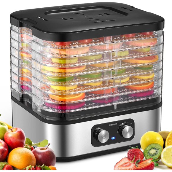 Electric 8 Trays Food Dehydrator Machine, Compact Dehydrators for Food and Jerky, Fruits, Veggies, 400W Dehydrated Dryer with Temperature Control, 8 BPA-Free Trays Dishwasher Safe