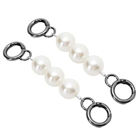 2pcs Purse Chain Strap Bead Extenders for Handbag Shoulder Crossbody Bag  Imitation Pearl Bead Purse Handle-black-13cm