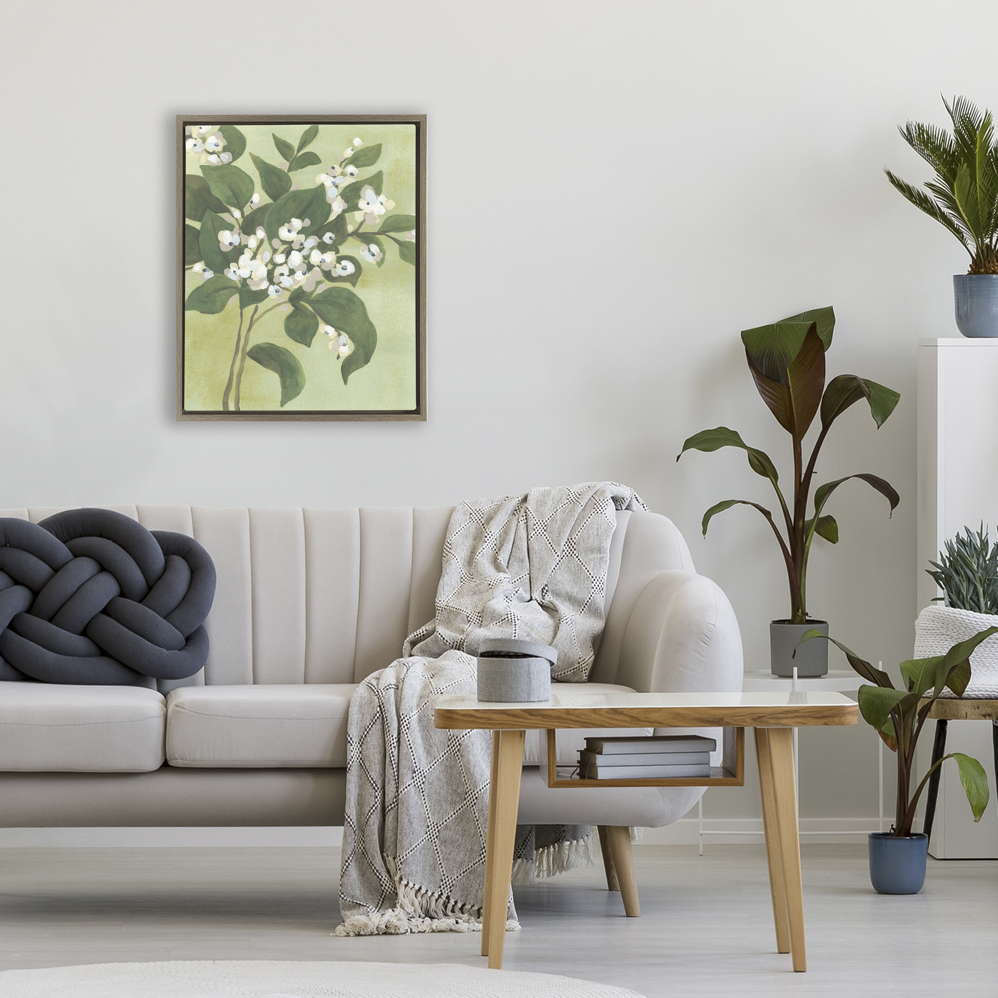 Stupell Industries Verdant Branch Blossoms Brown Framed Floater Canvas Wall Art, design by June Erica Vess