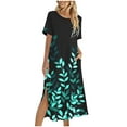 thumbnail image 1 of Staron Robe d'Été pour Femmes Sans Manches Ample Fendue Robe Chemise de Printemps Vacances Plage Hawaïenne Col Rond avec Poches TG, 1 of 6