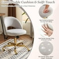 thumbnail image 5 of CZMJY Stylish Vanity Chair with Back, Girl Desk Chair with Silent Wheels and Velvet, Grey, 5 of 10