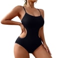thumbnail image 3 of Women’s Cutout Bodysuit Spaghetti Strap Shapewear Backless Slimming Bodysuit Solid Color Tummy Control Top Thong Cut Bodysuit Everyday Wear Shapewear Sexy Body Shaper Black L, 3 of 7