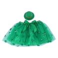 thumbnail image 3 of CPNG St. Patrick's Day Costume Set Green Tulle Skirt & Glitter Bow Headband Set - Party Costume, Dance Performance Outfit(White,5-7 Years), 3 of 4