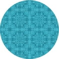 thumbnail image 1 of Ahgly Company Machine Washable Indoor Round Transitional Dark Turquoise Green Area Rugs, 4' Round, 1 of 7