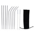 thumbnail image 1 of reusable drinking straw food grade stainless steel straight bent straw cleaning brushes set, 1 of 5