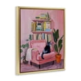 thumbnail image 3 of Stupell Industries Calm & Cozy Pink Interior Animals Painting Gold Floater Framed Canvas Art Print Wall Art, 25 x 31, 3 of 9