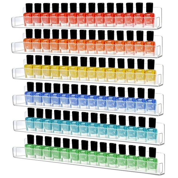 Umirokin Acrylic Wall Mounted Removable Makeup Organizer with 6 Compartments, Clear