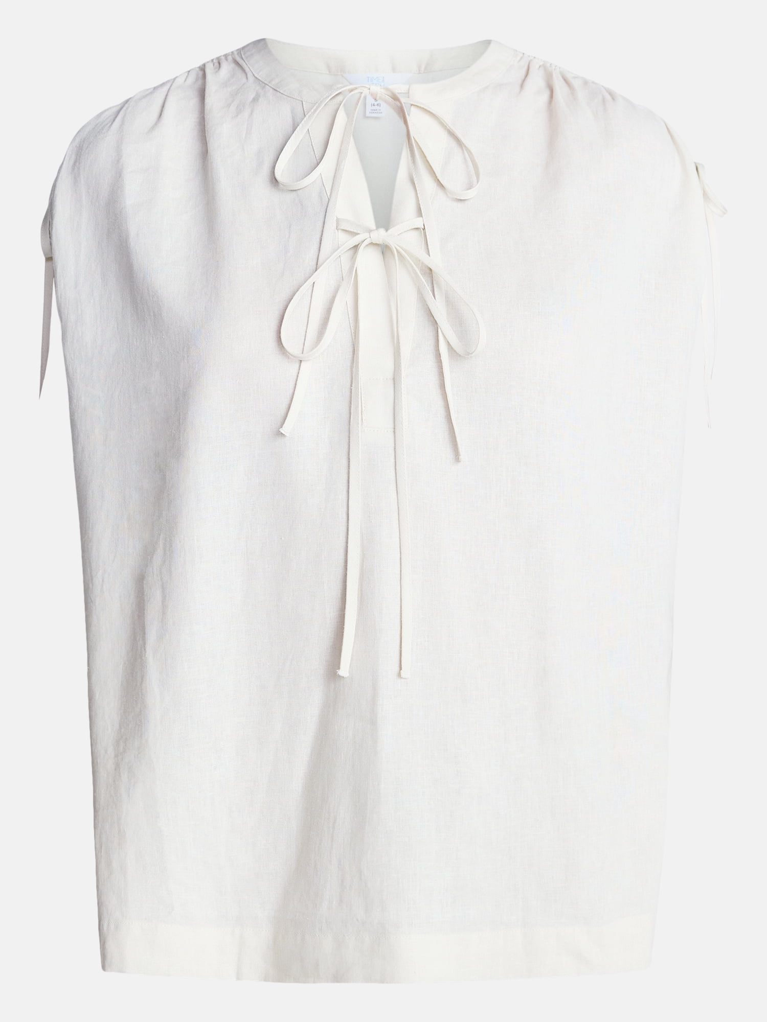 Time and Tru Women's Sleeveless Linen Tunic Top, Sizes XS-XXXL