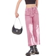 thumbnail image 5 of High Waist Women Casual Wide Leg Denim Pants Cropped Baggy Ankle Jeans with Pocket, 5 of 6