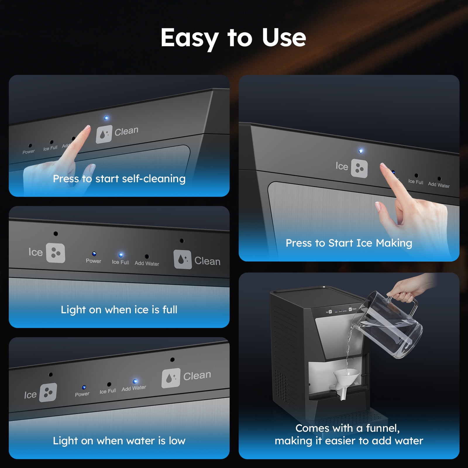 Ecojoy Ball Ice Maker Machine with Self-Cleaning Function - Makes Crystal Clear Ice Balls for Whiskey & Cocktails