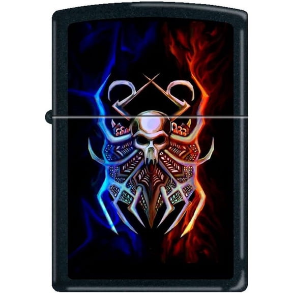 Zippo Lighter- Colored Skull Spider Flame Black Matte Windproof Lighter #Z5017