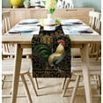 thumbnail image 2 of Table Runner Dresser Scarves 48 Inch Long, Farmhouse Cock Rooster Animal Linen Dining Table Runners Retro Gold Plant Texture on Black Tabletop Scarf for Wedding Holiday Party Kitchen, 2 of 7