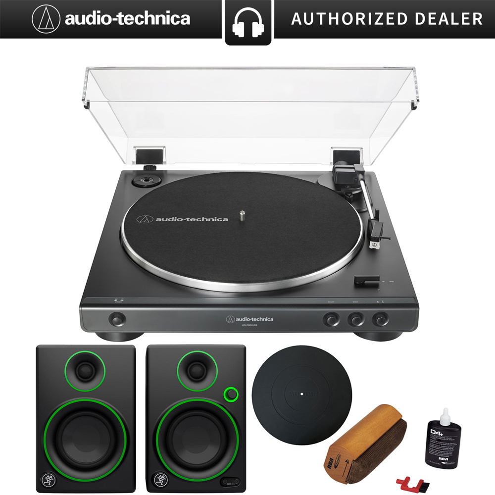 Renewed Black Audio-Technica at-LP60XUSB-BK Fully Automatic Belt-Drive Stereo Turntable