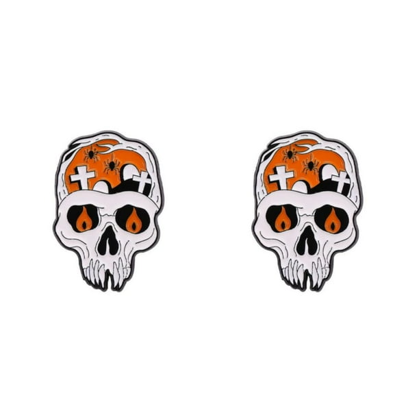 Cateissary Insignia de , regalo de joyería de solapa, broche de Pin esmaltado de Halloween elegante y duradero para amigos esqueleto humano 2Conjunto