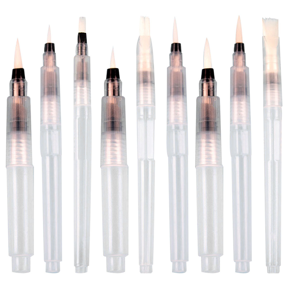 NICEXMAS 9pcs Watercolor Brush Pens Set Aqua Brush Pen (120mm Tine Tip  155mm Tine Tip 190mm Flat Tip for Each 3pcs) - Walmart.com