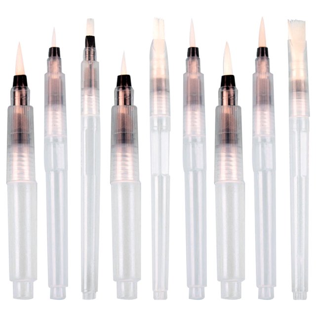 9 bolígrafos de pincel de acuarela, bolígrafos de colores solubles en agua, bolígrafos de pintura con pincel para colorear de color aguamarina (120 mm, 155 mm, 190 mm, punta plana para cada 3 unidades HOMEMAXS MX7705649