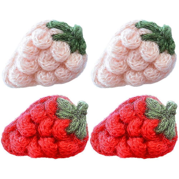 4pcs Fabric Strawberry Appliques Hair Accessories Decorations Strawberry Decor for Craft Clothes