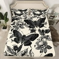 thumbnail image 2 of jejeloiu Gothic Moth Skull Twin Sheet Set (3-Piece) Vintage Floral Black Beige Cozy Decor, 2 of 7