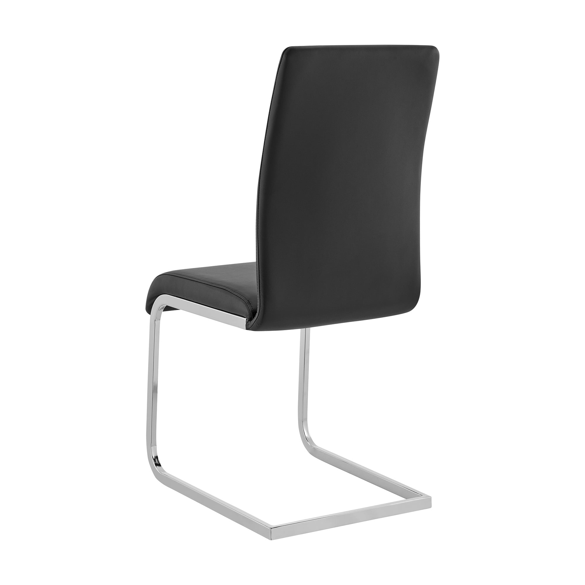 Amanda Contemporary Side Chair in Black Faux Leather and Chrome Finish - Set of 6
