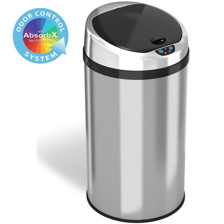 iTouchless 8 Gallon Automatic Trash Can with Infrared-Sensor Lid, Stainless Steel