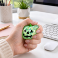 thumbnail image 3 of Halloween Pumpkin Squishy Toy, Green Glitter Jack O Lantern Stress Ball with Green Stem, Slow Rising Fidget Toy, Sensory Squeeze Ball for Adults, Halloween Party Favor Gift, 3 of 3
