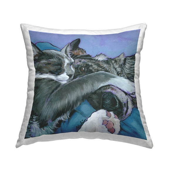 Stupell Industries Cat & Dog Cuddles Decorative Printed Throw Pillow Design by © Nadi Spencer