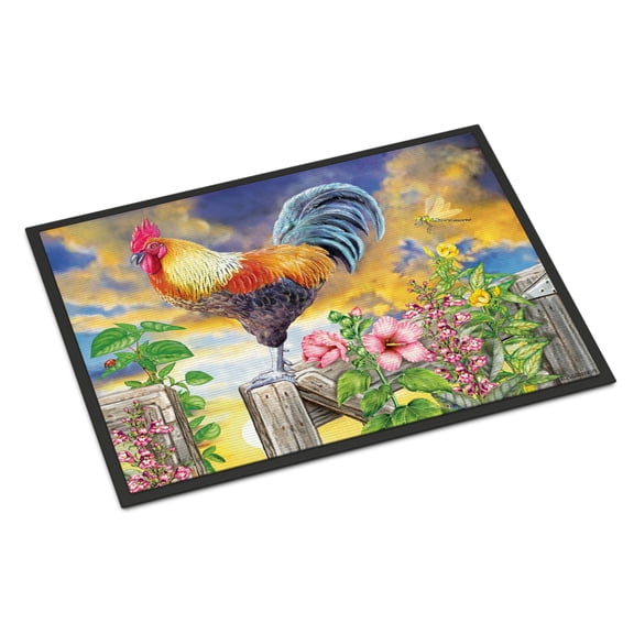 Carolines Treasures PRS4063MAT Rooster Barnyard Morning Door Mat Indoor Rug or Outdoor Welcome Mat 18x27 Doormat 27"L x