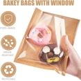 thumbnail image 3 of Bakery Bags with Window,Kraft Paper Dessert Bags,Greaseproof Heat-Sealed Translucent Candy Bags,Suitable Baked Goods Packaging for Donuts, Bakery Snacks, Sandwiches, Sandies, Cookies (100PCS, Brown), 3 of 7