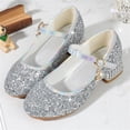 thumbnail image 5 of Owordtank Girls Sparkly Sequin Princess Shoes Rhinestone Flower Girl Wedding Party Low Heel Shoes, 5 of 8